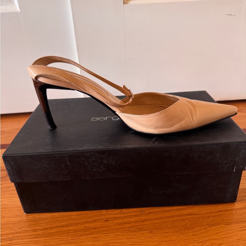 Sergio Rossi Slingback Pointed-Toe Pump in Nude